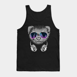 Ferret with headphones and cool sunglasses Tank Top